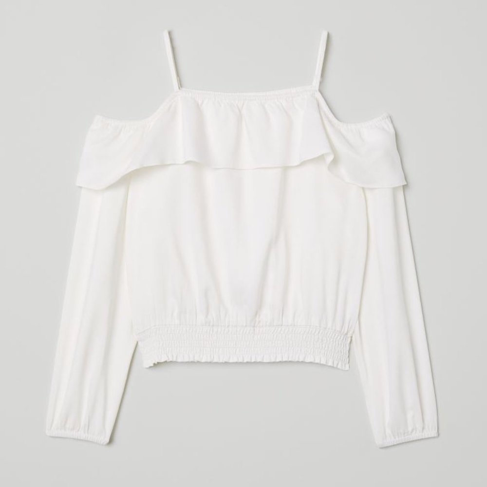 H&M White Cold Shoulder Top
